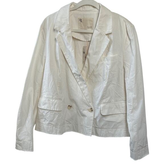 Anthropologie Pilcro Double Breasted Crop Fray Hem Blazer in Cream X-Large NWT - Picture 5 of 8